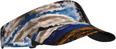 Rocky Mountain Range Print Foldable Sun Visor Hat Lightweight Adjustable Sun Visor Hat Outdoor Sports Cap for Adults Black in Kuwait