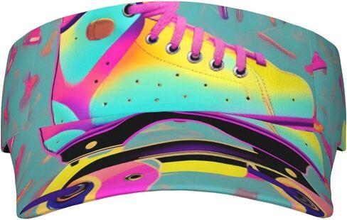 Colorful Roller Skates Print Foldable Sun Visor Hat Lightweight Adjustable Sun Visor Hat Outdoor Sports Cap for Adults in Kuwait