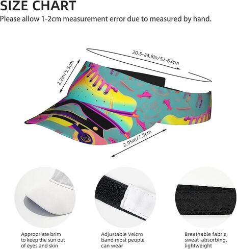 Colorful Roller Skates Print Foldable Sun Visor Hat Lightweight Adjustable Sun Visor Hat Outdoor Sports Cap for Adults in Kuwait