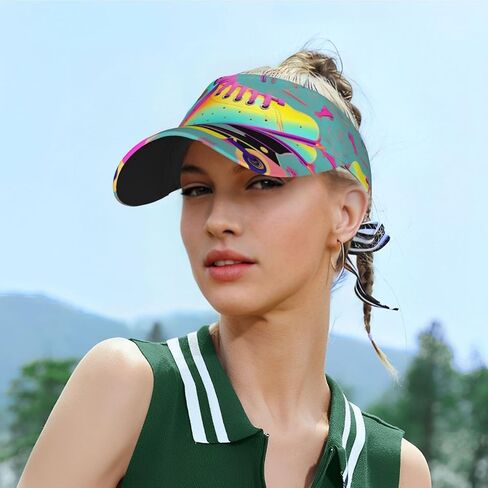 Colorful Roller Skates Print Foldable Sun Visor Hat Lightweight Adjustable Sun Visor Hat Outdoor Sports Cap for Adults in Kuwait