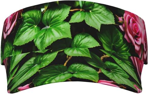 Floral Rose Ivy with Leaves Spring Print Foldable Sun Visor Hat Lightweight Adjustable Sun Visor Hat Outdoor Sports Cap for Adults in Kuwait