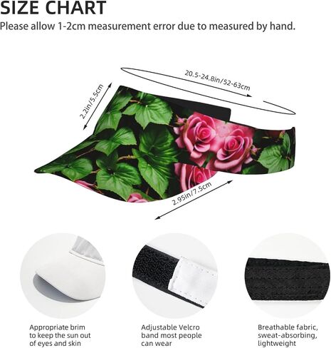 Floral Rose Ivy with Leaves Spring Print Foldable Sun Visor Hat Lightweight Adjustable Sun Visor Hat Outdoor Sports Cap for Adults in Kuwait