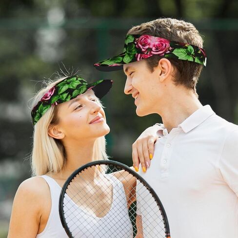 Floral Rose Ivy with Leaves Spring Print Foldable Sun Visor Hat Lightweight Adjustable Sun Visor Hat Outdoor Sports Cap for Adults in Kuwait
