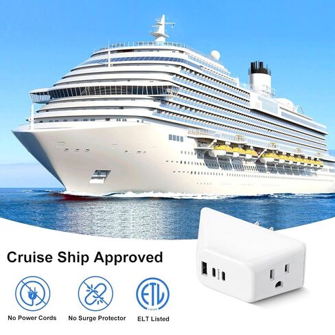سفينة سياحية متعددة المكونات منفذ موسع الجدار منفذ الخائن مع 2USB C 1 USB A، موسع المكونات الصغيرة المتعددة، أساسيات الرحلات البحرية، محول منفذ لا حامي عرام للمنزل مكتب غرفة النوم in Kuwait
