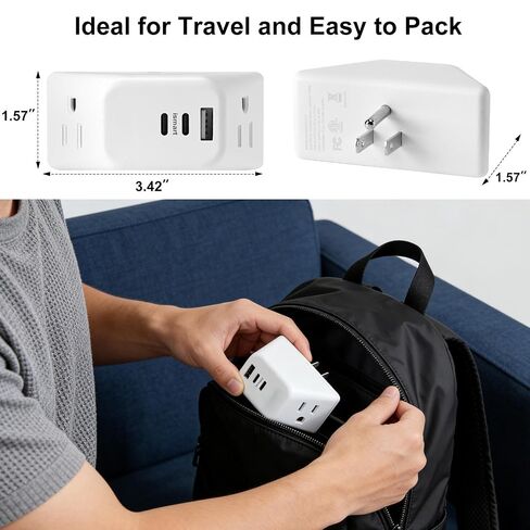 سفينة سياحية متعددة المكونات منفذ موسع الجدار منفذ الخائن مع 2USB C 1 USB A، موسع المكونات الصغيرة المتعددة، أساسيات الرحلات البحرية، محول منفذ لا حامي عرام للمنزل مكتب غرفة النوم in Kuwait