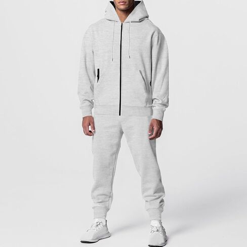 Athletic Sweatsuit Set for Men 2 Piece Tracksuit Full Zip up Hoodie Sweatshirt Jacket Bound Feet Jogger Sweatpant Suit in Kuwait