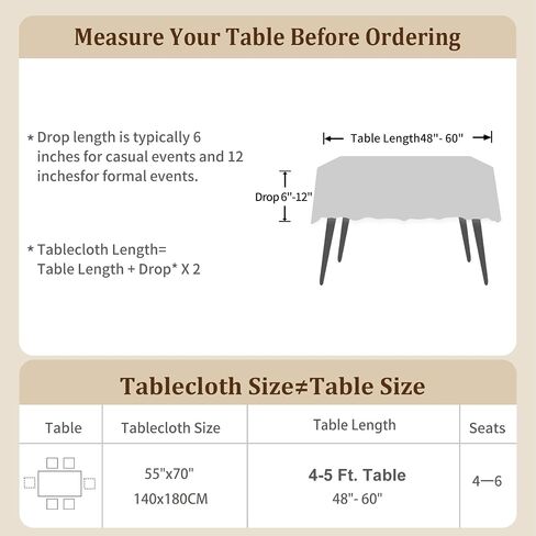 Laolitou Rustic Tablecloth Cotton Linen Waterproof Farmhouse Tablecloth Burlap Table Cloths for Kitchen Dining Cloth Table Cloth for Rectangle Tables Coffee Lines Rectangle,55''x70'',4-6 Seats in Kuwait
