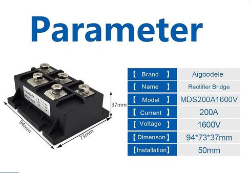 MDS200-16 200A 1600V وحدة مقوم الجسر ثلاثي الطور، محول AC إلى DC لـ CNC، محركات المحركات، مزود الطاقة مع تبديد الحرارة الفعال in Kuwait
