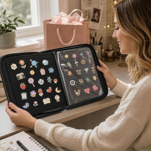 Pinfolio Pin Bag, Portable Pin Collection Book for Collectors, Large Capacity Display Organizer in Kuwait
