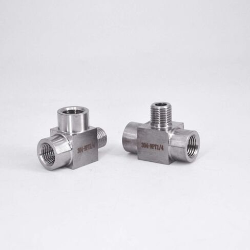 1 قطعة 1/8 "1/4" 3/8 "1/2" NPT أنثى ذكر تي شيرت 3 طرق SS 304 تركيب أنابيب الفولاذ المقاوم للصدأ موصل الفاصل كتلة الضغط العالي (NPT، MALE-MALE-MALE_1/8") in Kuwait