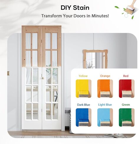 باب خزانة EaseLife Bifold، لفتح 36 بوصة × 80 بوصة (مزدوج 18 × 80)، أبواب الحظيرة الزجاجية الفرنسية مع مجموعة أدوات انزلاقية ثنائية الطي مخفية بطول 3 أقدام، باب مُجمَّع مسبقًا، سهل التركيب، تلطيخ بنفسك in Kuwait