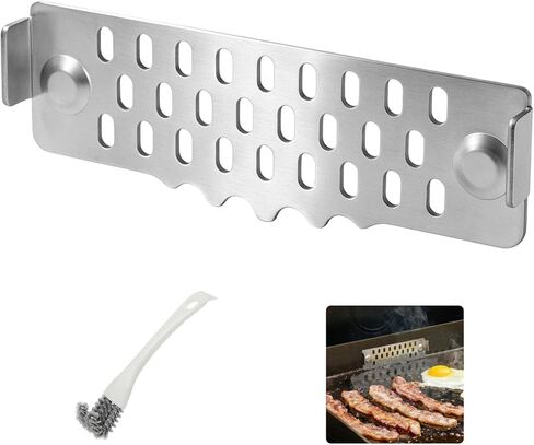 Magnetic Grease Gate Blocker for Blackstone Griddle with Cleaning Brush, Compatible with Blackstone Griddle Accessories to Block Food from Falling into Rear Grease Trap in Kuwait