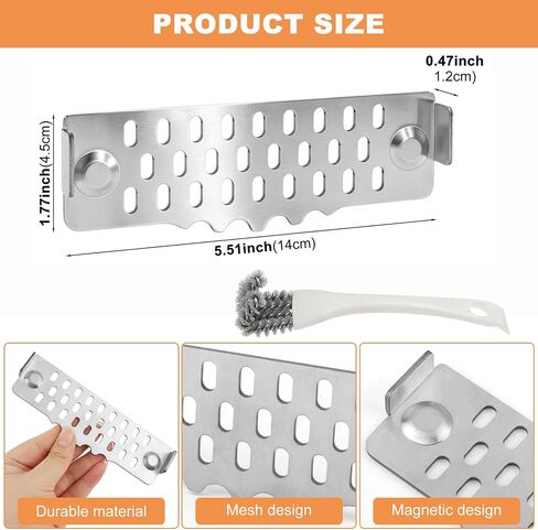Magnetic Grease Gate Blocker for Blackstone Griddle with Cleaning Brush, Compatible with Blackstone Griddle Accessories to Block Food from Falling into Rear Grease Trap in Kuwait