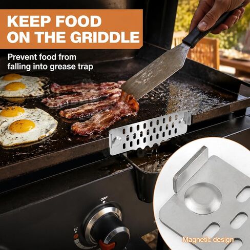 Magnetic Grease Gate Blocker for Blackstone Griddle with Cleaning Brush, Compatible with Blackstone Griddle Accessories to Block Food from Falling into Rear Grease Trap in Kuwait