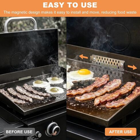Magnetic Grease Gate Blocker for Blackstone Griddle with Cleaning Brush, Compatible with Blackstone Griddle Accessories to Block Food from Falling into Rear Grease Trap in Kuwait
