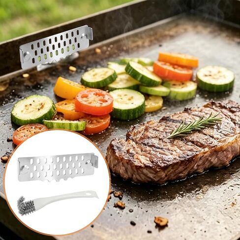 Magnetic Grease Gate Blocker for Blackstone Griddle with Cleaning Brush, Compatible with Blackstone Griddle Accessories to Block Food from Falling into Rear Grease Trap in Kuwait