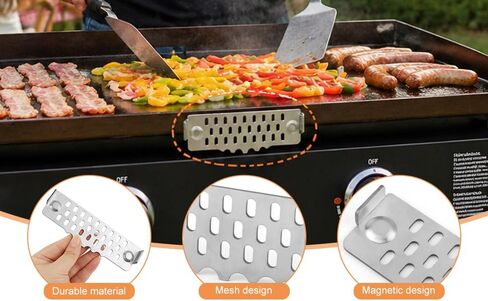 Magnetic Grease Gate Blocker for Blackstone Griddle with Cleaning Brush, Compatible with Blackstone Griddle Accessories to Block Food from Falling into Rear Grease Trap in Kuwait