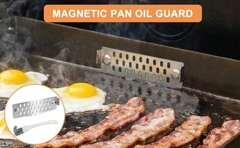 Magnetic Grease Gate Blocker for Blackstone Griddle with Cleaning Brush, Compatible with Blackstone Griddle Accessories to Block Food from Falling into Rear Grease Trap in Kuwait