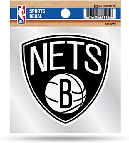 ملصق مطبوع عليه شعار Brooklyn Nets الأساسي مقاس 4x4 مع ظهر شفاف من الفينيل المسطح للسيارات ملصق كرة السلة للمنزل in Kuwait