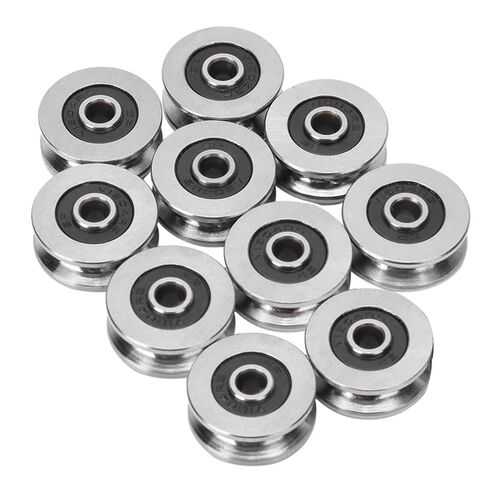 Yosoo Health Gear 10pcs TV0418 4 * 18 * 8mm V Groove Pulley Carbon Steel Sealed Ball Bearings Rail Roller Bearing Wheel Track Wheels, Small Fixed Bulk Replacement Double Passive Perlin Linear Rollers in Kuwait
