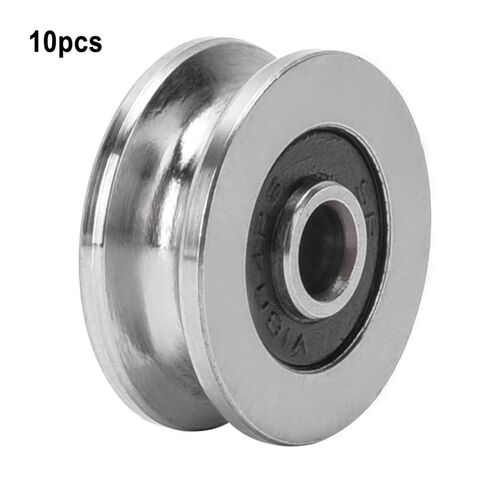 Yosoo Health Gear 10pcs TV0418 4 * 18 * 8mm V Groove Pulley Carbon Steel Sealed Ball Bearings Rail Roller Bearing Wheel Track Wheels, Small Fixed Bulk Replacement Double Passive Perlin Linear Rollers in Kuwait