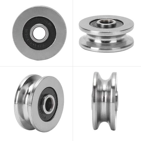 Yosoo Health Gear 10pcs TV0418 4 * 18 * 8mm V Groove Pulley Carbon Steel Sealed Ball Bearings Rail Roller Bearing Wheel Track Wheels, Small Fixed Bulk Replacement Double Passive Perlin Linear Rollers in Kuwait