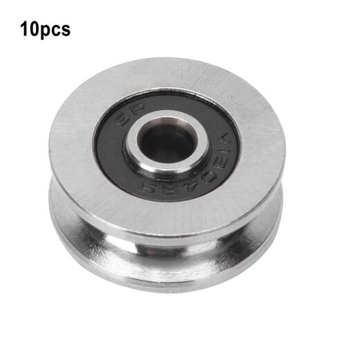 Yosoo Health Gear 10pcs TV0418 4 * 18 * 8mm V Groove Pulley Carbon Steel Sealed Ball Bearings Rail Roller Bearing Wheel Track Wheels, Small Fixed Bulk Replacement Double Passive Perlin Linear Rollers in Kuwait