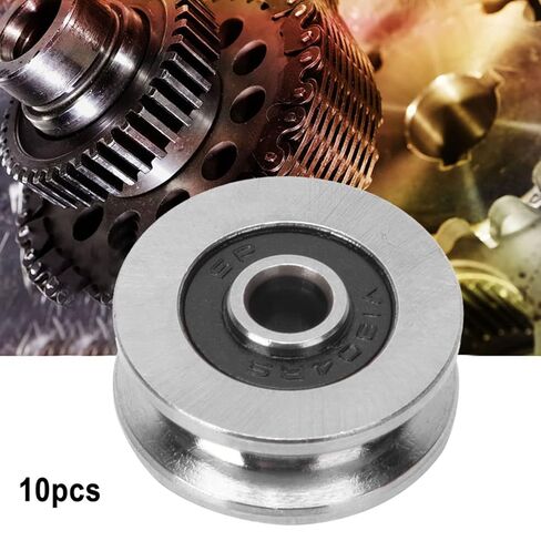 Yosoo Health Gear 10pcs TV0418 4 * 18 * 8mm V Groove Pulley Carbon Steel Sealed Ball Bearings Rail Roller Bearing Wheel Track Wheels, Small Fixed Bulk Replacement Double Passive Perlin Linear Rollers in Kuwait