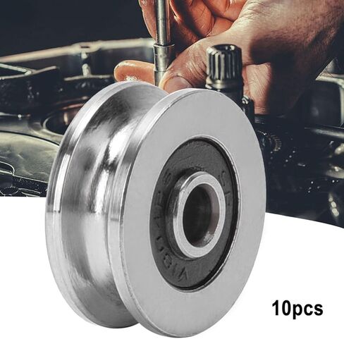 Yosoo Health Gear 10pcs TV0418 4 * 18 * 8mm V Groove Pulley Carbon Steel Sealed Ball Bearings Rail Roller Bearing Wheel Track Wheels, Small Fixed Bulk Replacement Double Passive Perlin Linear Rollers in Kuwait