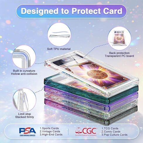 حقيبة تخزين من الأكريليك الصلب لبطاقات PSA وCGC، صندوق لوح واقي مع إغلاق آمن، حامل بطاقات قابل للجمع مقاوم للأشعة فوق البنفسجية (عبوة واحدة، بلينغ شفاف) in Kuwait