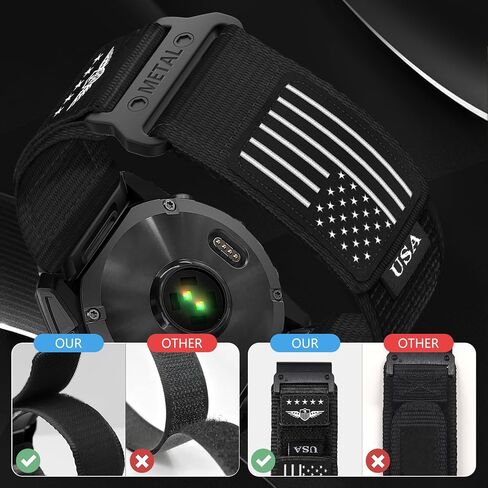أربطة نايلون متينة لساعة Garmin، أساور معصم بديلة منسوجة من القماش الرياضي Quickfit لـ Garmin Instinct 2/Fenix ​​8 7 6 5/7X/6X/5X/EPIX/Forerunner in Kuwait