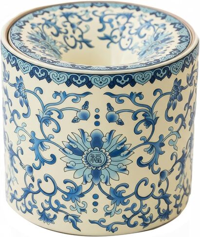 Chinese Blue and White Porcelain Ashtray - Ceramic Floral Design with Funnel Top, Windproof Ash Holder or Tea Dregs for Home Office Decor, "Fu" Feng Shui Luck Symbol. in Kuwait