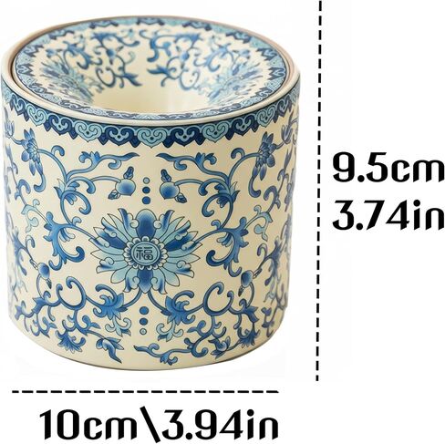 Chinese Blue and White Porcelain Ashtray - Ceramic Floral Design with Funnel Top, Windproof Ash Holder or Tea Dregs for Home Office Decor, "Fu" Feng Shui Luck Symbol. in Kuwait