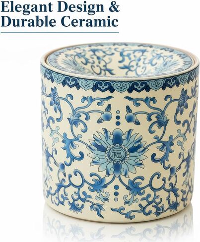 Chinese Blue and White Porcelain Ashtray - Ceramic Floral Design with Funnel Top, Windproof Ash Holder or Tea Dregs for Home Office Decor, "Fu" Feng Shui Luck Symbol. in Kuwait