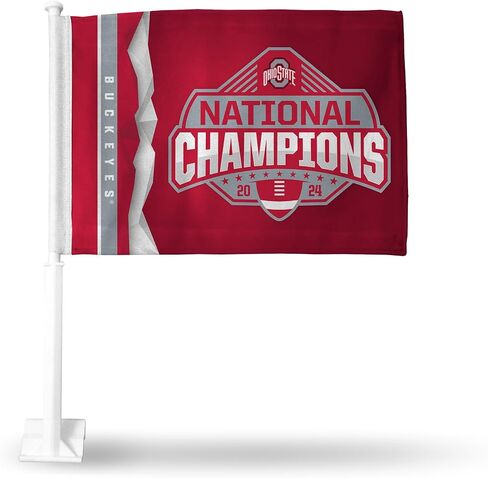 Rico Industries NCAA Ohio State Buckeyes 2025 National College Football Champions علم سيارة مزدوج الجوانب - 16 بوصة × 19 بوصة - عمود قوي يتم تثبيته على السيارة/الشاحنة/السيارات in Kuwait