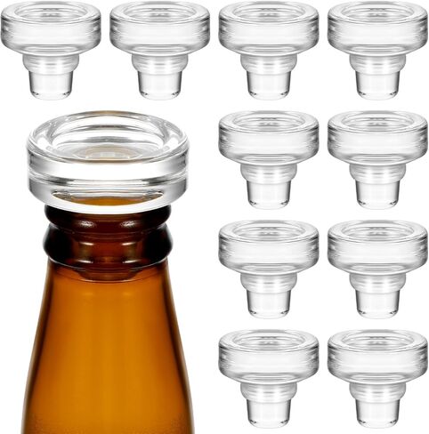 10pcs Glass Wine Bottle Stoppers, T-Shape Crystal Wine Saver Clear Bottle Plugs for Beverage Liquor Decanter, Reusable Decorative Cork Replacement for Oil Vinegar Dispenser, DIY Wedding Favors in Kuwait