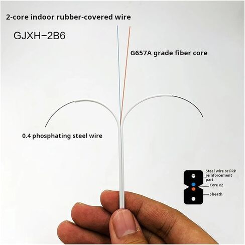 2-Core Indoor Fiber Optic Jumper SC UPC SingleMode 150m/200m - GJXH-2B6,1pcs | White,200M in Saudi Arabia