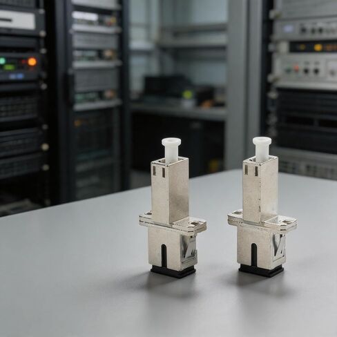 LC to Fiber Optic Adapter, Single Mode Coupler for CATV and LAN Networks, Low Insertion Loss ≤0.2dB, High Durability over 1000 Mating Cycles, Silver, 2-Pack in Kuwait