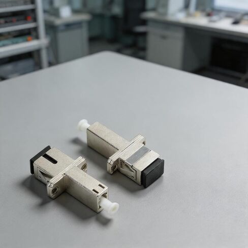 LC to Fiber Optic Adapter, Single Mode Coupler for CATV and LAN Networks, Low Insertion Loss ≤0.2dB, High Durability over 1000 Mating Cycles, Silver, 2-Pack in Kuwait
