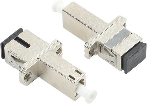 LC to Fiber Optic Adapter, Single Mode Coupler for CATV and LAN Networks, Low Insertion Loss ≤0.2dB, High Durability over 1000 Mating Cycles, Silver, 2-Pack in Kuwait