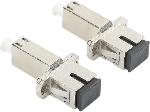 LC to Fiber Optic Adapter, Single Mode Coupler for CATV and LAN Networks, Low Insertion Loss ≤0.2dB, High Durability over 1000 Mating Cycles, Silver, 2-Pack in Kuwait