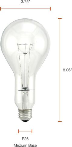 Sylvania 300 Watt Utility Light Bulb 1 Pack - Incandescent PS30 E26 Medium Base High Output Bulbs for Garages, Barns, Sheds & Security, 300W 120V Clear Warm White 2850K in Kuwait