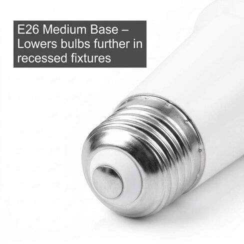 QWORK E26 Light Socket Extender 2.56 Inch Extension, 2 PackMedium Screw Base Adapter Max 200W Heat Resistant Flame Retardant Material Easy Twist Installation in Kuwait