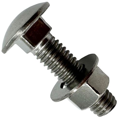 (10) 3/8-16 x 1.5"- 304 (18-8) Grade Stainless Steel Carriage Bolts Screws Dome Head Nuts & Washers Included for Trailer Deck Floors headboards-Rust Resistant by BRAUNY BOY- Qty (10) in Kuwait