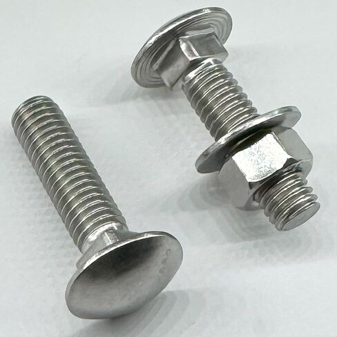 (10) 3/8-16 x 1.5"- 304 (18-8) Grade Stainless Steel Carriage Bolts Screws Dome Head Nuts & Washers Included for Trailer Deck Floors headboards-Rust Resistant by BRAUNY BOY- Qty (10) in Kuwait