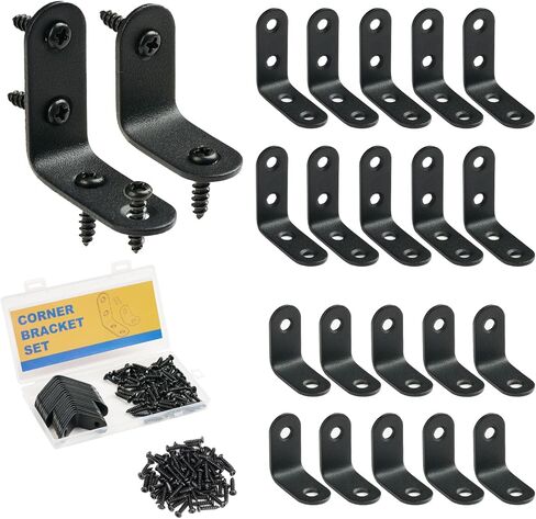 20PCS L Bracket Corner Bracket, 2 Sizes Black Stainless Steel Heavy Duty with 70 Screws in Kuwait