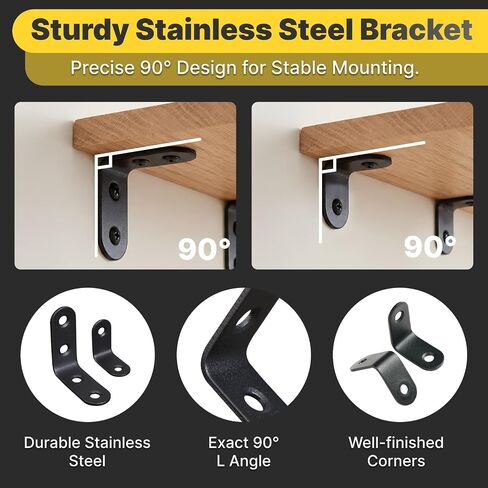 20PCS L Bracket Corner Bracket, 2 Sizes Black Stainless Steel Heavy Duty with 70 Screws in Kuwait