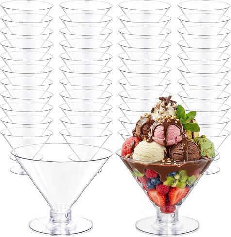 YOUBET 100 PCS Clear Plastic Martini Glasses - 5oz Disposable Cocktail Coupe Glasses for Parties & Gatherings & Weddings & Bars in Kuwait