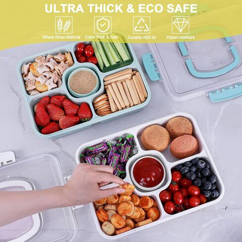 Large Snackle Box Container with Dip Container, 5 Compartments Snack Container with Lid and Handle, Veggie Fruit Divided Serving Tray for Party, Picnic, Dishwasher Safe, BPA-Free in Saudi Arabia