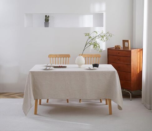 100% French Flax Linen Tablecloths Rectangle 120Lx60W Inch for Dinners, Parties, Easter, Halloween, Camping, Stone Washed, Textured, Machine Washable, 10-12 Sets (60''x120'', Natural Linen) in Kuwait